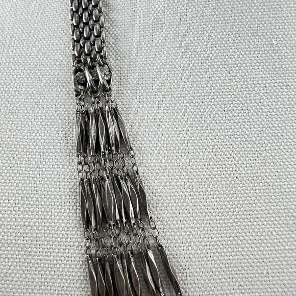 Industrial Metal Multi Strand Necklace Gunmetal Panther Chain & Bar Chain - Picture 4 of 9